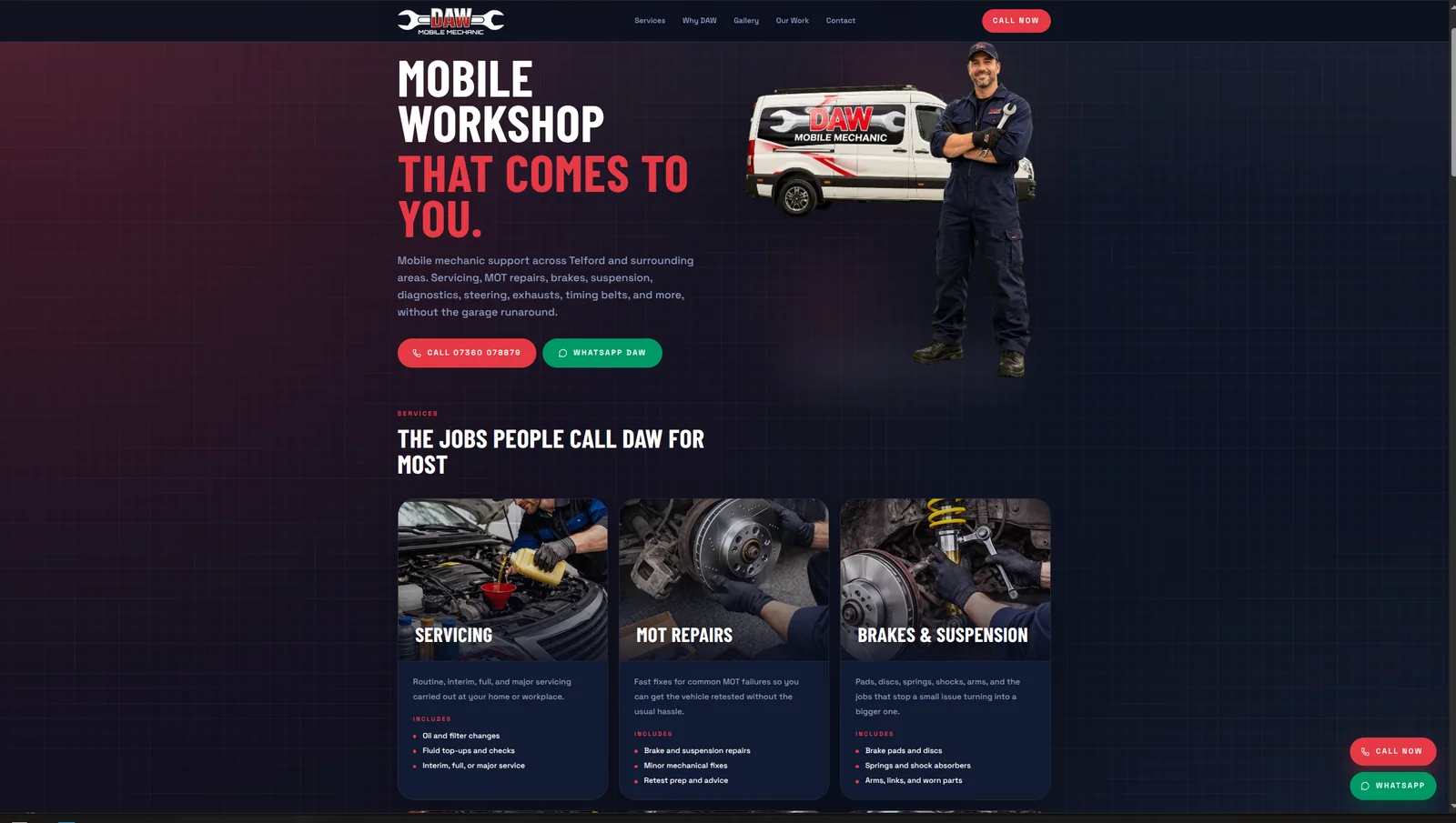 DAW Mobile Mechanic website